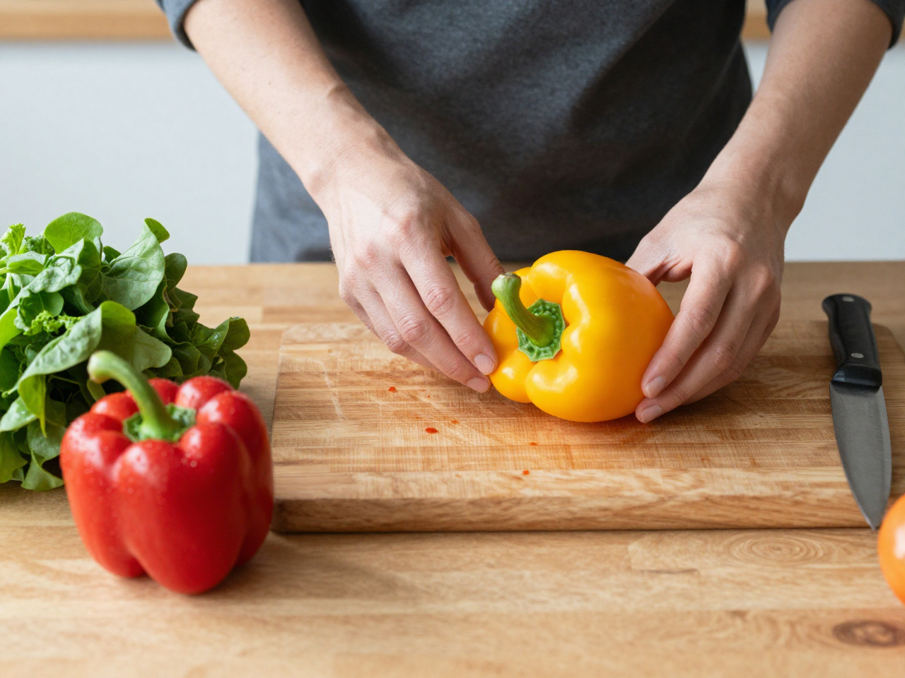 Person preparing healthy meal with fresh vegetables